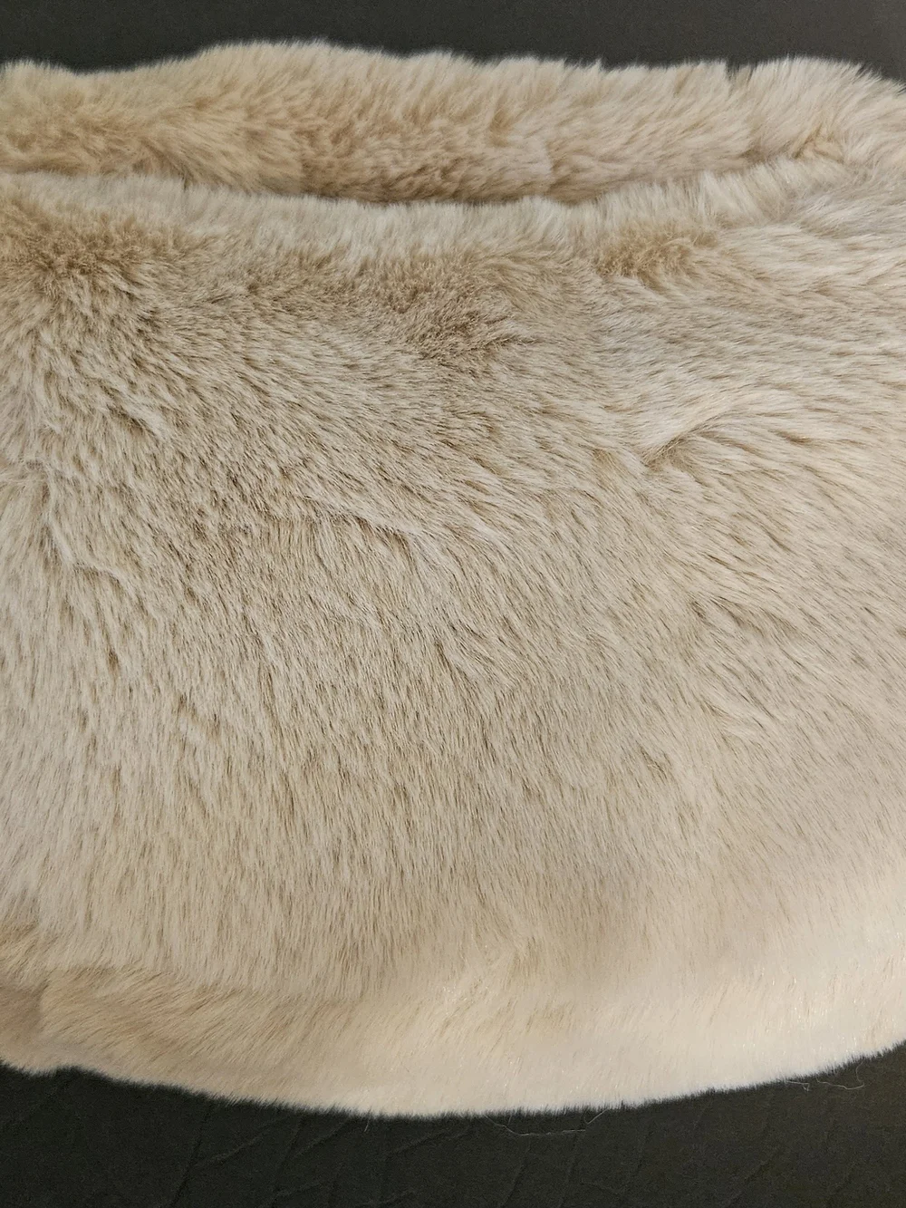 ANTHROPOLOGIE Light Neutral Beige Plush Faux Fur Hobo Satchel Bag NWT